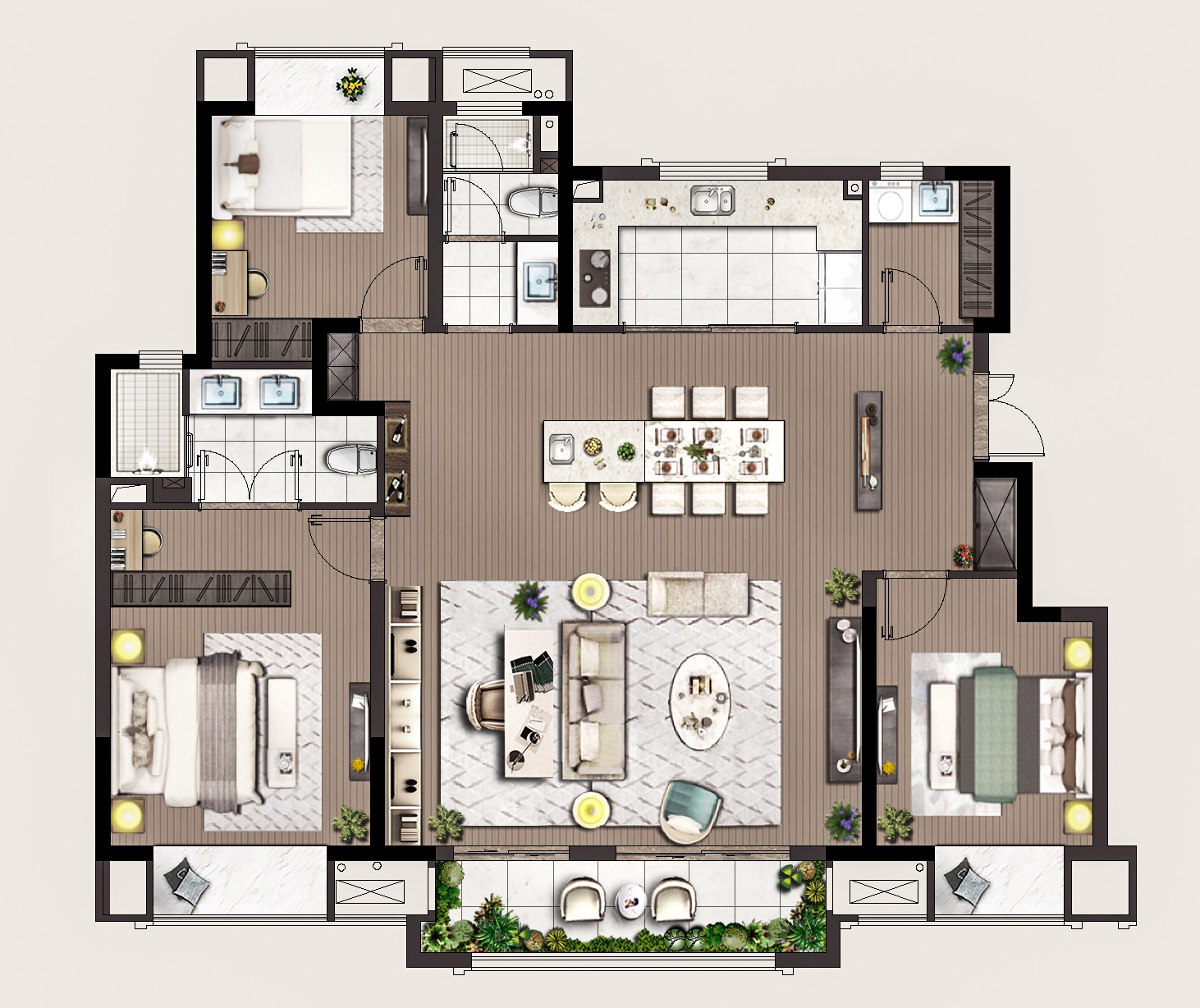 悠然居 A戶(hù)型 建面約143㎡ 四房?jī)蓮d兩衛(wèi)